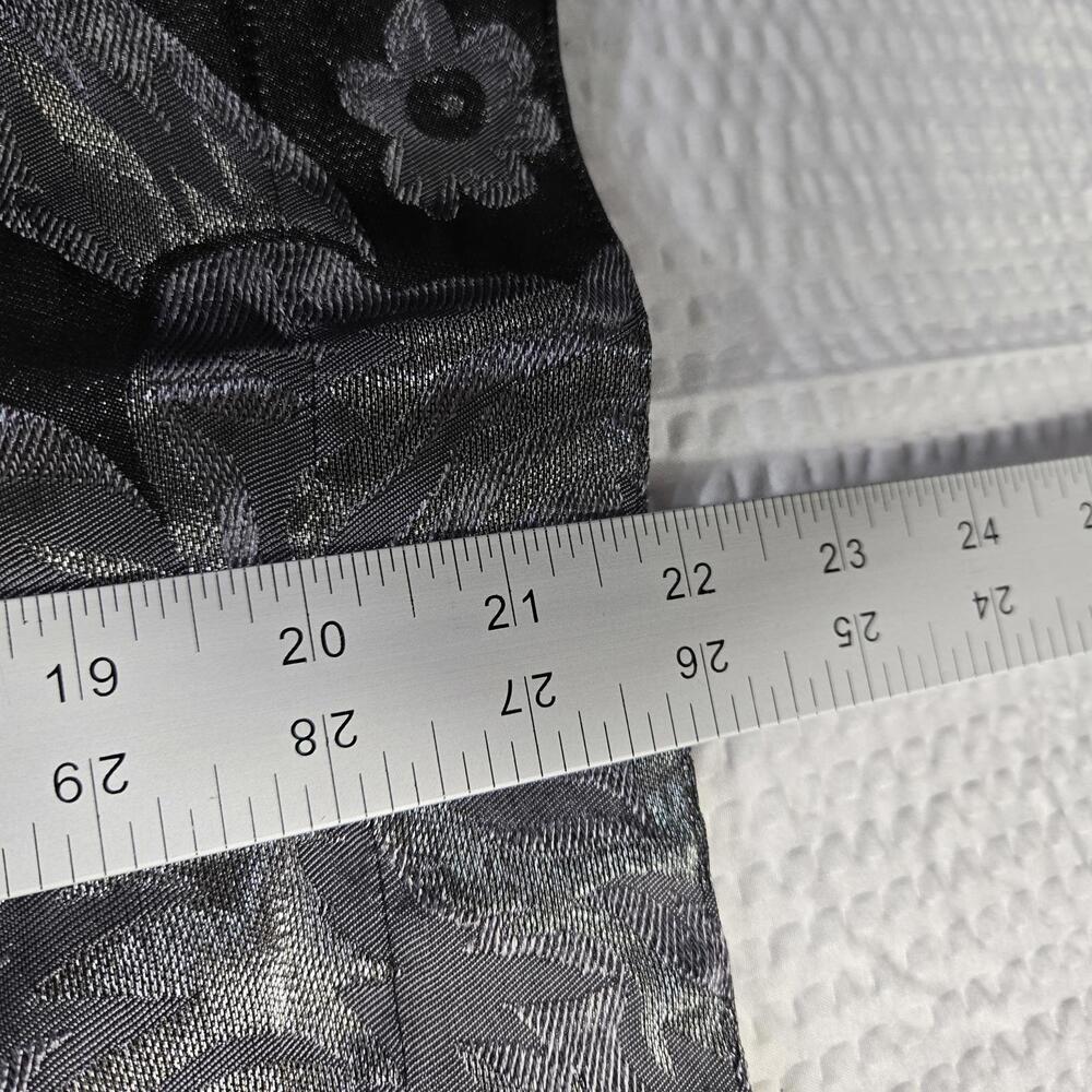 Chico's Metallic Floral Silk Blend Jacquard Jacket Size 1 Silver Black Evening - Picture 7 of 7